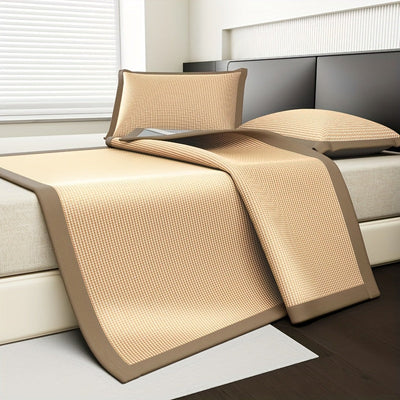 Cooling Mattress Protector with Ice Silk for Hot Sleepers - Ideal for Queen Size Beds-Mattress Protectors-Levereau-180cm*200cm (3-piece set)-Coffee-Levereau
