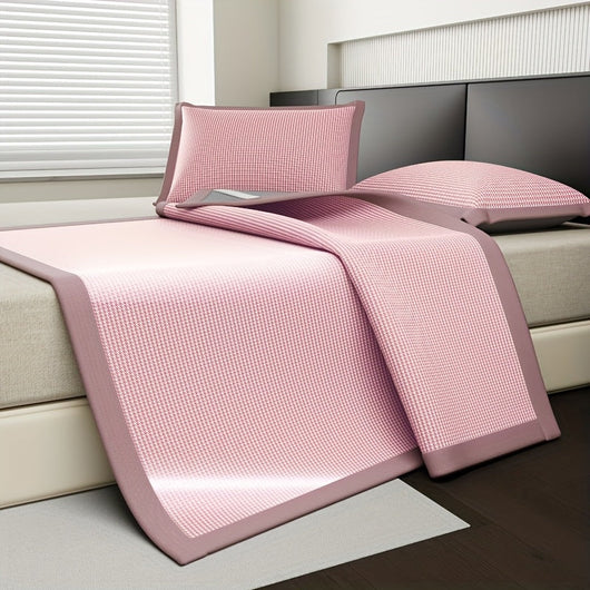 Cooling Mattress Protector with Ice Silk for Hot Sleepers - Ideal for Queen Size Beds-Mattress Protectors-Levereau-180cm*200cm (3-piece set)-Pink-Levereau