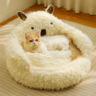CozyPaw | Alpaca Shaped Pet Bed with Ultra-Soft Fiber Fill for Cats and Small Dogs