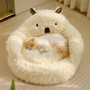 CozyPaw | Alpaca Shaped Pet Bed with Ultra-Soft Fiber Fill for Cats and Small Dogs