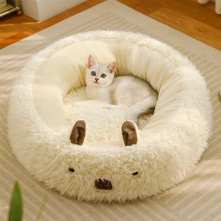 CozyPaw | Alpaca Shaped Pet Bed with Ultra-Soft Fiber Fill for Cats and Small Dogs