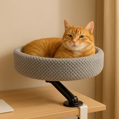 CozyPaw | Cat Bed Desk Perch with 360° Rotation and Soft Velvet for Cats up to 11 kg 0