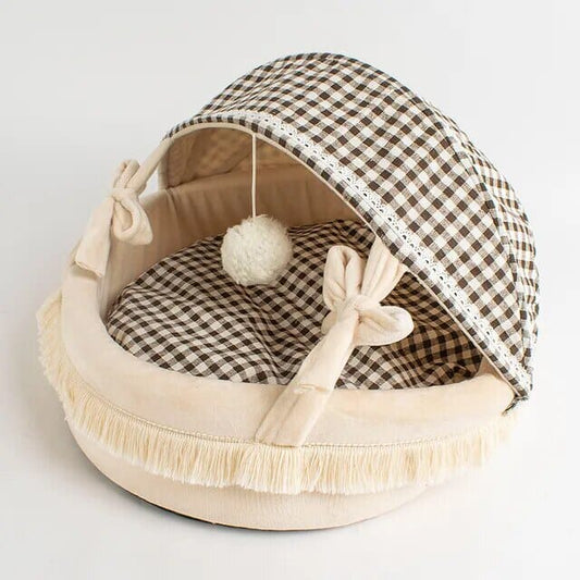 CozyPaw | Closed Pet Sofa Bed with Soft Velvety Fabric for Cats and Small Dogs 0