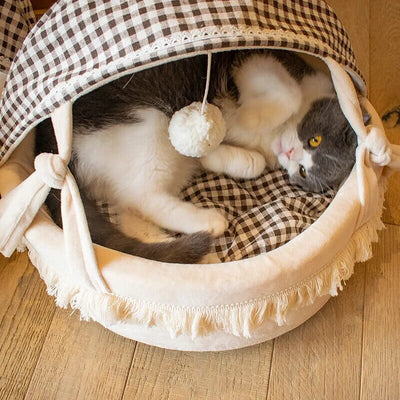 CozyPaw | Closed Pet Sofa Bed with Soft Velvety Fabric for Cats and Small Dogs 1