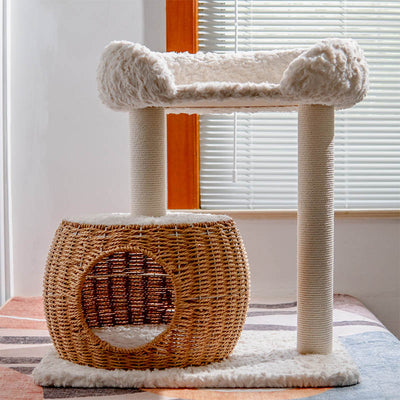CozyPaw | Modern Cat Tree with Velvet Fabric and Sisal Posts for Indoor Cats in Small Spaces 0