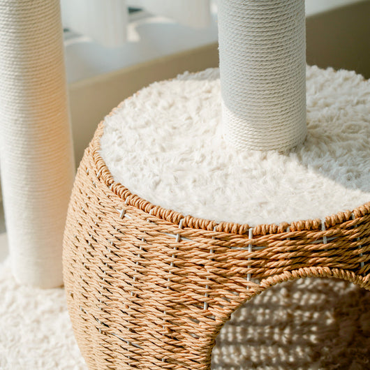 CozyPaw | Modern Cat Tree with Velvet Fabric and Sisal Posts for Indoor Cats in Small Spaces 8