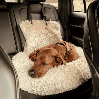 CozyPaw | Plush Dog Car Bed with Safety Leash and Non-Slip Base for Small to Medium Dogs 0