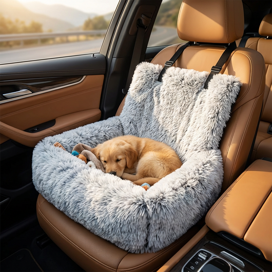 CozyPaw | Plush Dog Car Bed with Safety Leash and Non-Slip Base for Small to Medium Dogs 2