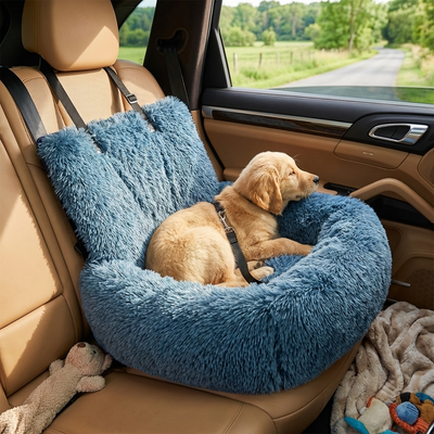 CozyPaw | Plush Dog Car Bed with Safety Leash and Non-Slip Base for Small to Medium Dogs 3