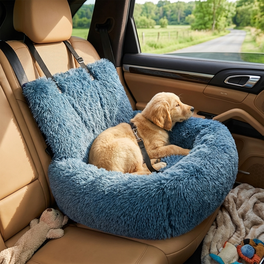 CozyPaw | Plush Dog Car Bed with Safety Leash and Non-Slip Base for Small to Medium Dogs 3
