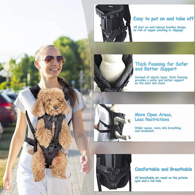 Dog Backpack Carrier with Adjustable Straps and Breathable Mesh for Small to Medium Dogs-Pet Carriers & Travel Products-Levereau-Black-S-Levereau