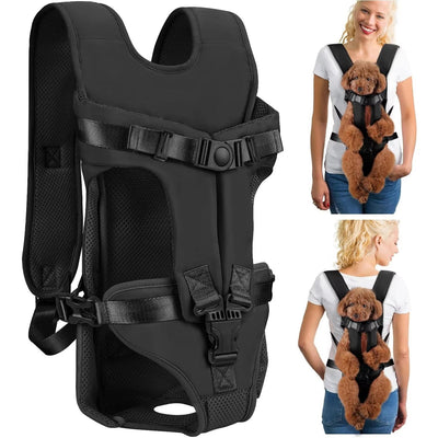 Dog Backpack Carrier with Adjustable Straps and Breathable Mesh for Small to Medium Dogs-Pet Carriers & Travel Products-Levereau-Black-S-Levereau