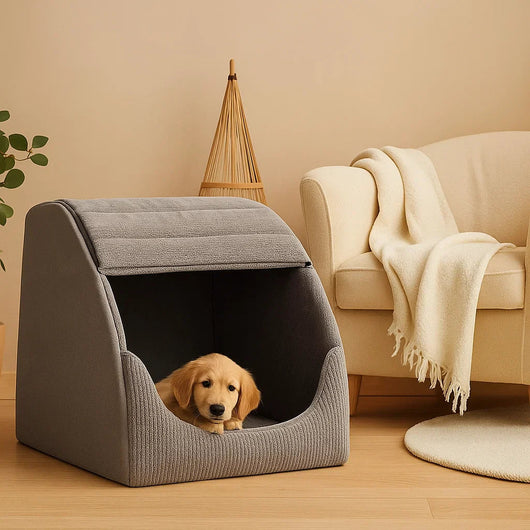Dog Bed Cave with Washable Cover for Small & Medium Dogs - Cozy Plush Design 1