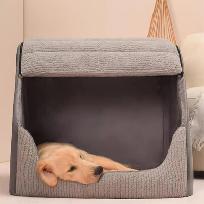 Dog Bed Cave with Washable Cover for Small & Medium Dogs - Cozy Plush Design 2