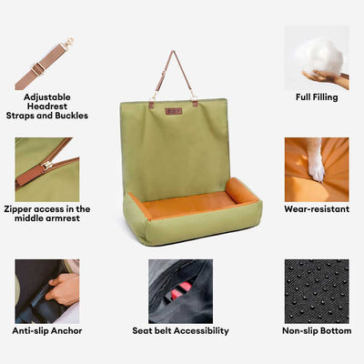Dog Car Seat Cover with Waterproof Faux Leather and Non-Slip Backing for All Dog Sizes 4