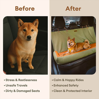 Dog Car Seat Cover with Waterproof Faux Leather and Non-Slip Backing for All Dog Sizes 7
