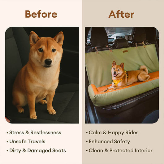 Dog Car Seat Cover with Waterproof Faux Leather and Non-Slip Backing for All Dog Sizes 7