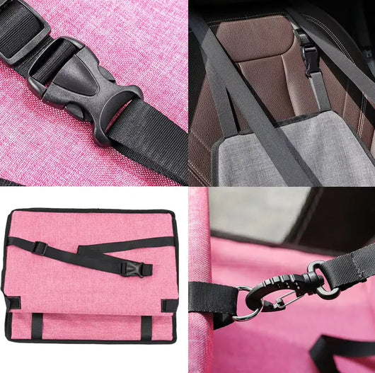Dog Car Seat with Waterproof Material | For Safe Travel and Comfort for Dogs-Pet Car Seats-Levereau-Pink-Levereau