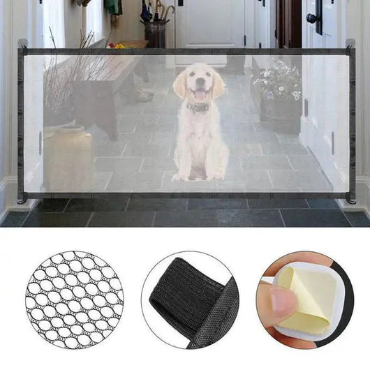 Dog Gate with Flexible Mesh for Indoor Use | Keeps Pets Safe at Home-Pet Gates & Barriers-Levereau-180/75CM-Levereau
