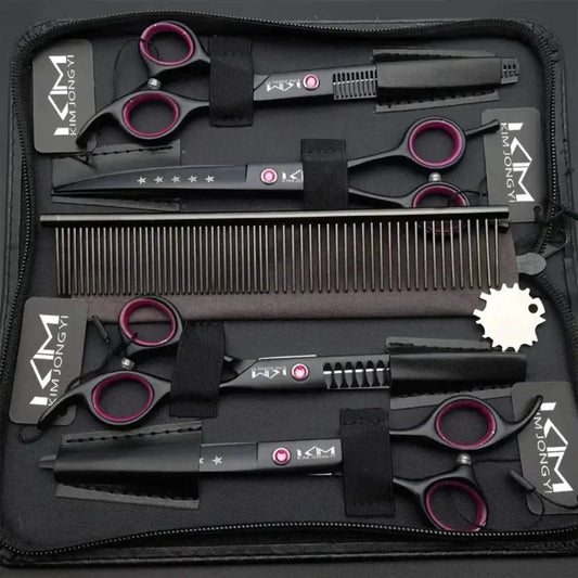 Dog Grooming Scissors Set with Stainless Steel Blades | For All Dog Breeds, Trimming & Thinning 1