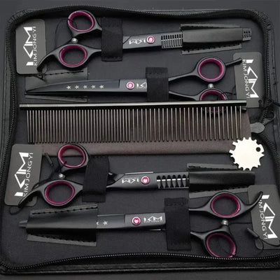 Dog Grooming Scissors Set with Stainless Steel Blades | For All Dog Breeds, Trimming & Thinning 1