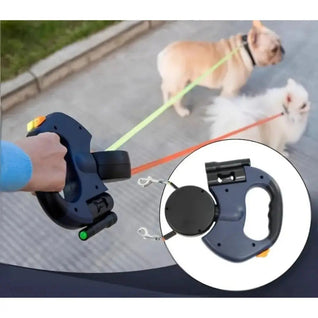 Dog Lead with Anti-Wrap Design & LED Light | for Walking Two Dogs Safely