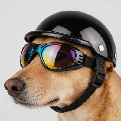 Dog Motorcycle Helmet and Goggles Set with Adjustable Fit for Small, Medium, and Large Dogs-Pet Helmets & Goggles-Levereau-Small-Levereau