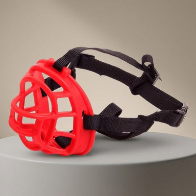 Dog Muzzle for Biting | Adjustable Silicone Basket Muzzle for Small to Large Dogs-Dog Muzzles-Levereau-Red-1-Levereau