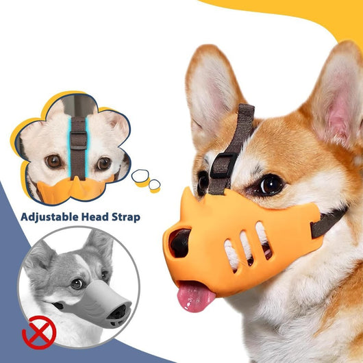 Dog Muzzle with Adjustable Straps and Breathable Mesh for All Dog Sizes-Dog Muzzles-Levereau-Yellow-S (6.5 cm)-Levereau