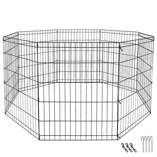 Dog Playpen with 8 Panels and Step-Through Door for Medium Dogs - Indoor/Outdoor Use-Dog Playpens-Levereau-Default-Levereau