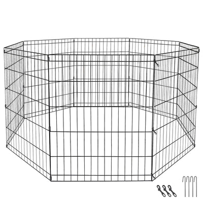 Dog Playpen with 8 Panels and Step-Through Door for Medium Dogs - Indoor/Outdoor Use-Dog Playpens-Levereau-Default-Levereau