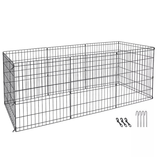 Dog Playpen with 8 Panels and Step-Through Door for Medium Dogs - Indoor/Outdoor Use-Dog Playpens-Levereau-Default-Levereau