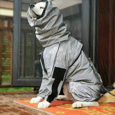 Dog Raincoat with Adjustable Hood and Reflective Stripes for All Breeds 0