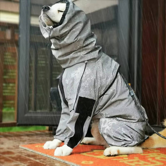 Dog Raincoat with Adjustable Hood and Reflective Stripes for All Breeds 0