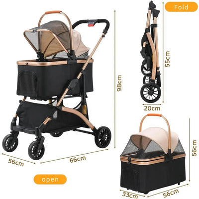 Dog Stroller with Removable Transport Box and Four-Wheel Suspension for Small to Medium Dogs 2