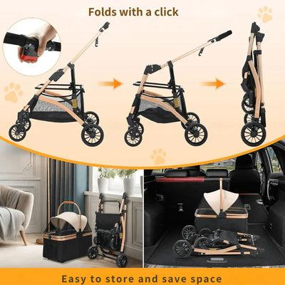 Dog Stroller with Removable Transport Box and Four-Wheel Suspension for Small to Medium Dogs 3