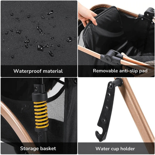 Dog Stroller with Removable Transport Box and Four-Wheel Suspension for Small to Medium Dogs 4
