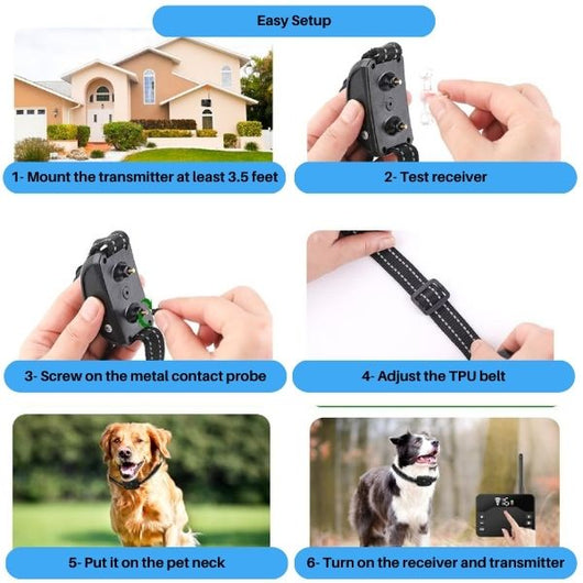 Dog Training Collar with Adjustable Fit and Customizable Boundary for Small to Large Dogs-Training Collars-Levereau-Dog Fence + 01 Collar-Levereau