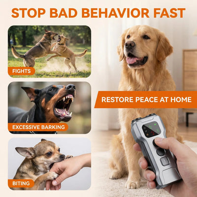 Dog Training Device with Ultrasonic Sound & LED Light (15-30 kHz) | for Effective Bark Control-Training & Behavior Aids-Levereau-Levereau