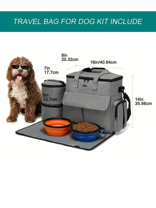 Dog Travel Set with Tote Bag and Collapsible Bowls for Easy Adventures 1