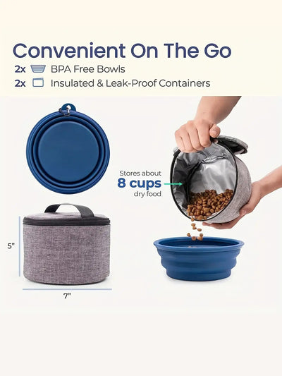 Dog Travel Set with Tote Bag and Collapsible Bowls for Easy Adventures 2