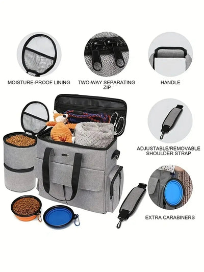 Dog Travel Set with Tote Bag and Collapsible Bowls for Easy Adventures 4