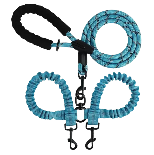 Dual Dog Leash with 360° Swivel Connector and Bungee Design for Active Dogs 1