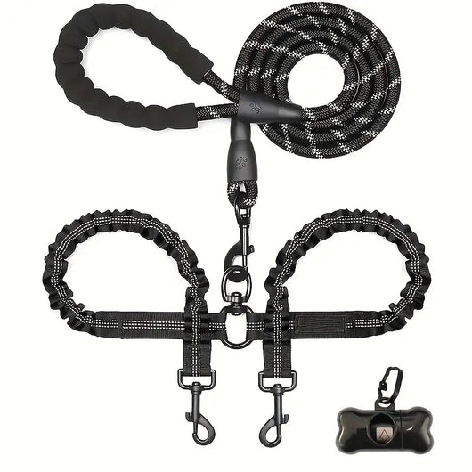 Dual Dog Leash with 360° Swivel Connector and Bungee Design for Active Dogs 5