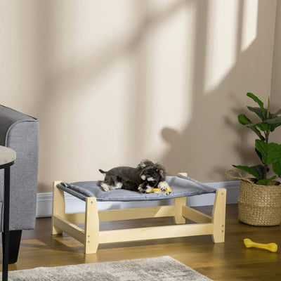 Elevated Dog Bed with Wooden Base | Comfortable Hammock Design for Small to Medium Pets 0