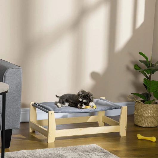 Elevated Dog Bed with Wooden Base | Comfortable Hammock Design for Small to Medium Pets 0