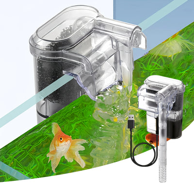 Fish Tank Filter with USB Power and Compact Design for Aquariums up to 30cm 0