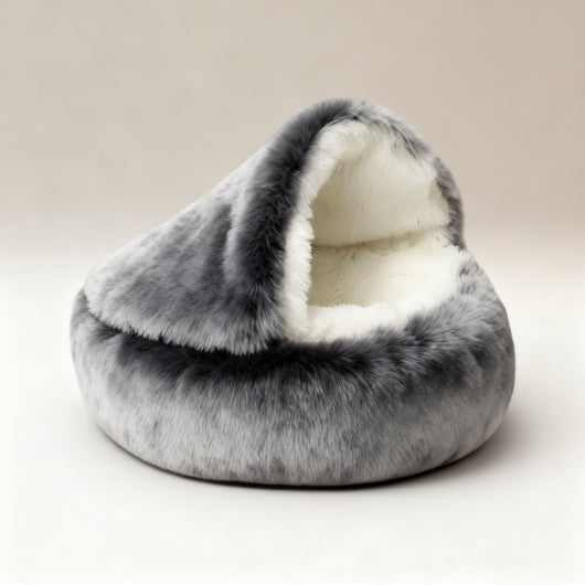 Fluffy Dog Bed Cave with Ultra-Soft Plush Fabric for Small to XL Dogs-Dog Beds-Levereau-Gray-XS (35x35cm → 13.78×13.78 in)-Levereau