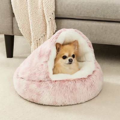 Fluffy Dog Bed Cave with Ultra-Soft Plush Fabric for Small to XL Dogs-Dog Beds-Levereau-Green-XS (35x35cm → 13.78×13.78 in)-Levereau