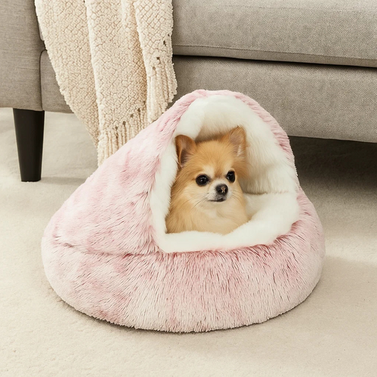Fluffy Dog Bed Cave with Ultra-Soft Plush Fabric for Small to XL Dogs-Dog Beds-Levereau-Green-XS (35x35cm → 13.78×13.78 in)-Levereau